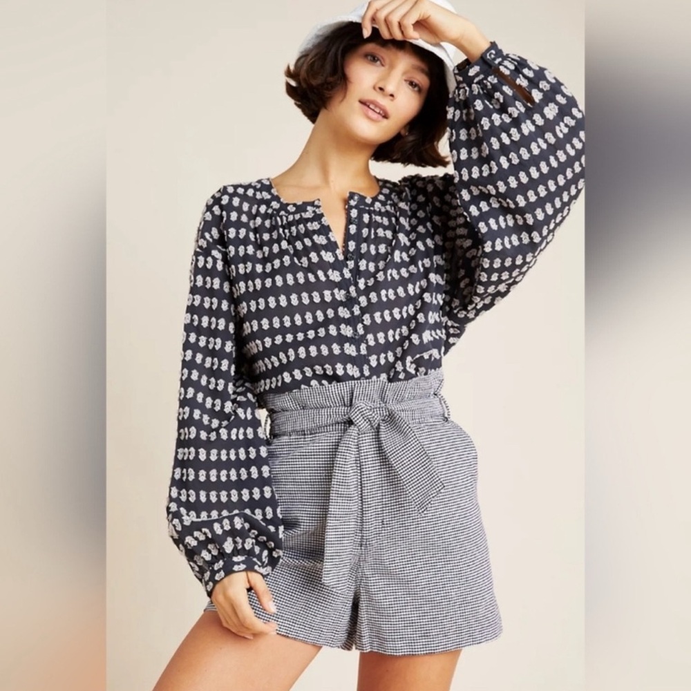 Anthropologie Pilcro Tavi Textured Button Down Top Long Sleeve Womens Size Small